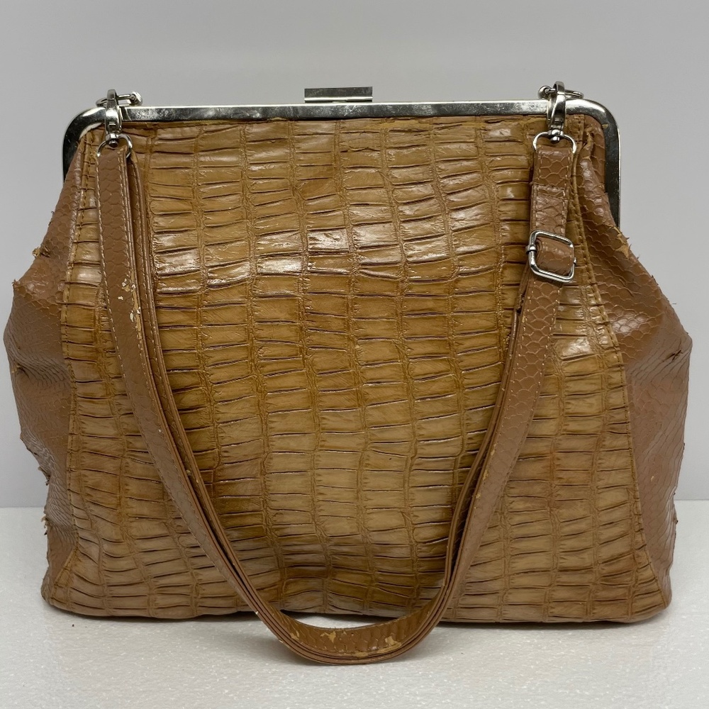 Brand :Expressions NYC, Tan, Faux Crocodile Handbag